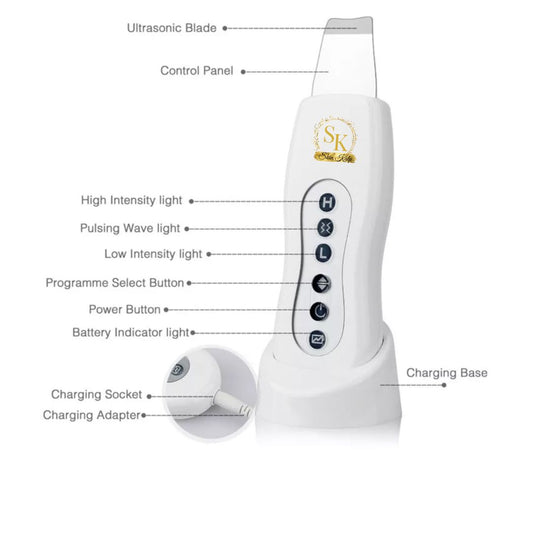 Premium Ultrasonic Rechargeable Skin Scrubber Face Cleaner Peeling Blackhead Spatula