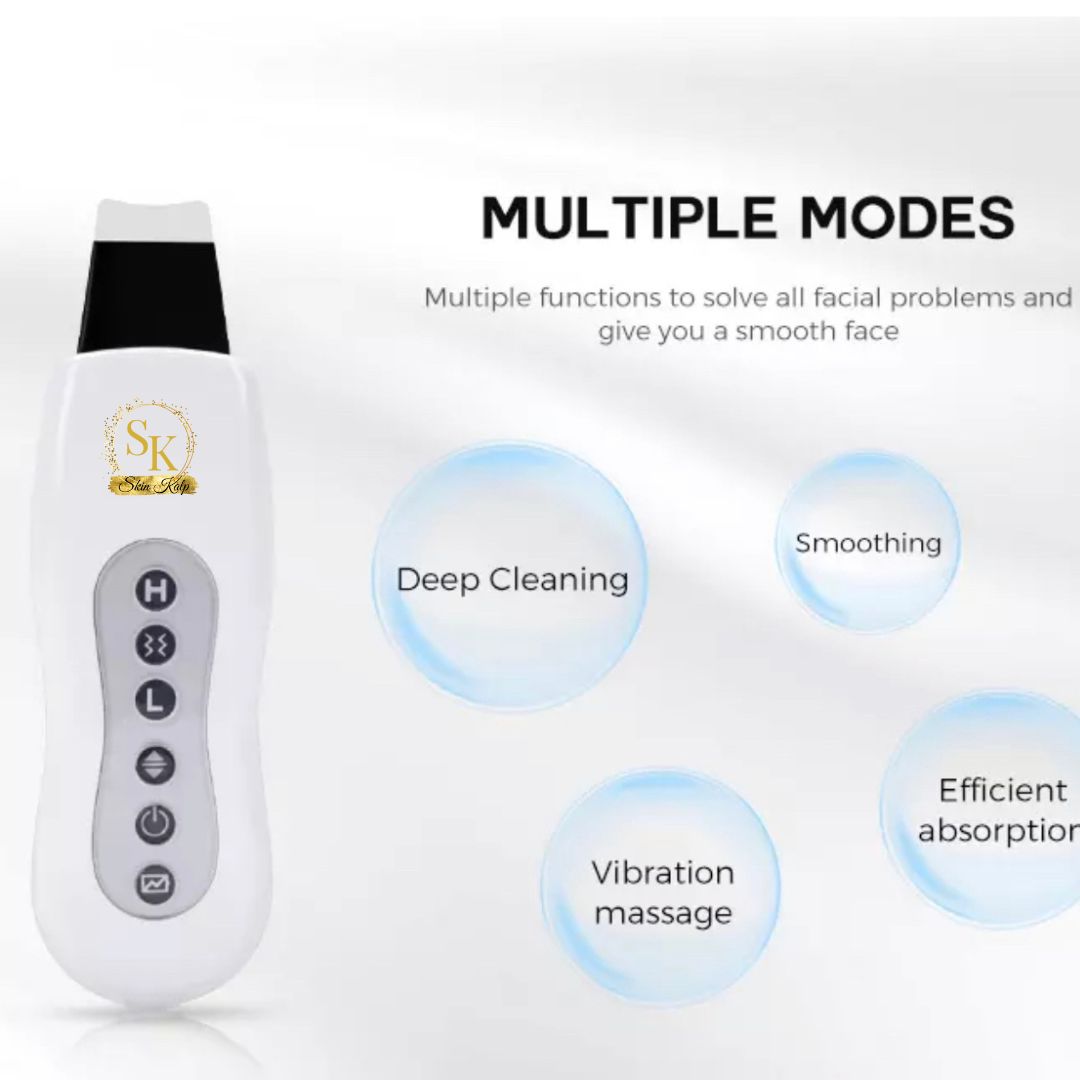 Premium Ultrasonic Rechargeable Skin Scrubber Face Cleaner Peeling Blackhead Spatula