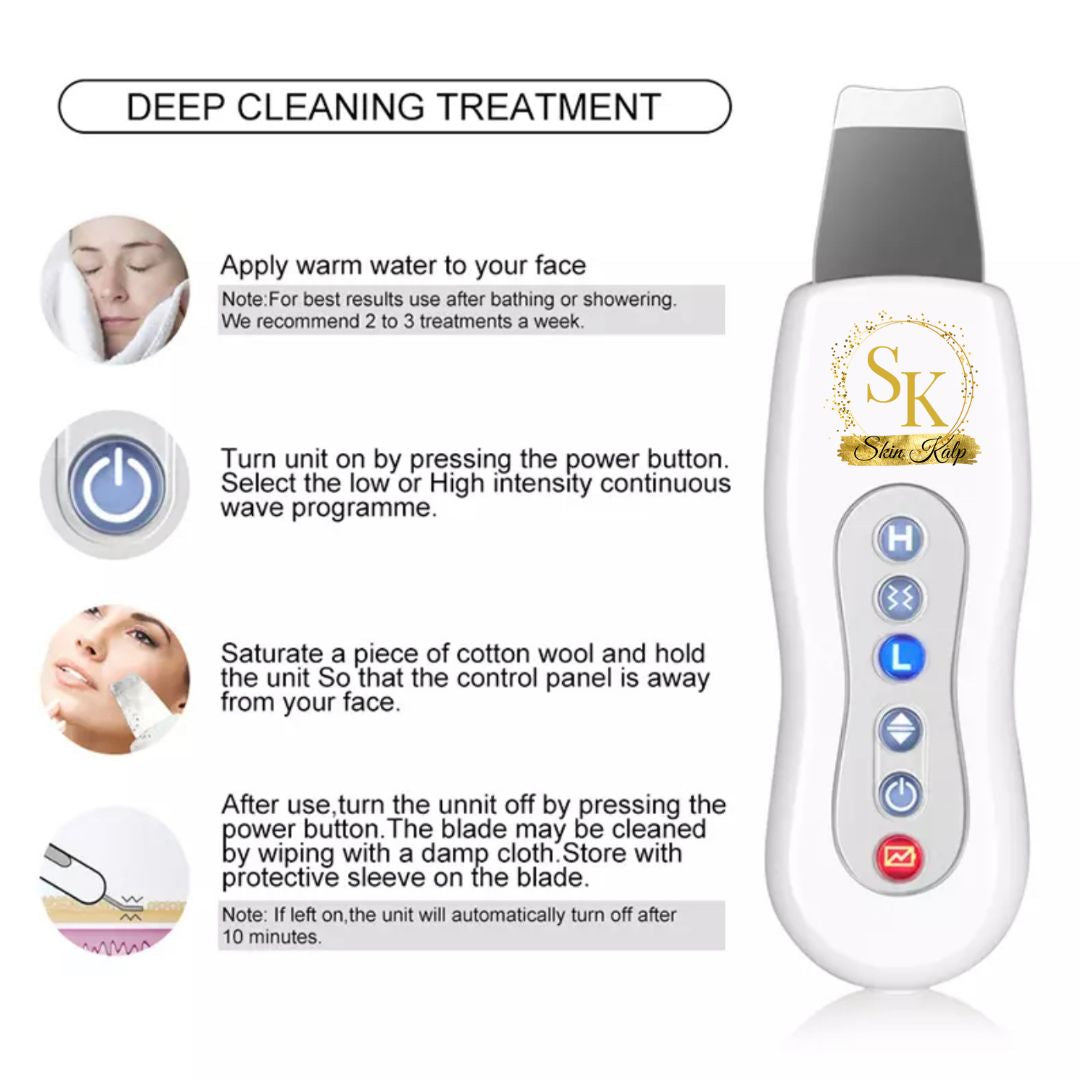 Premium Ultrasonic Rechargeable Skin Scrubber Face Cleaner Peeling Blackhead Spatula