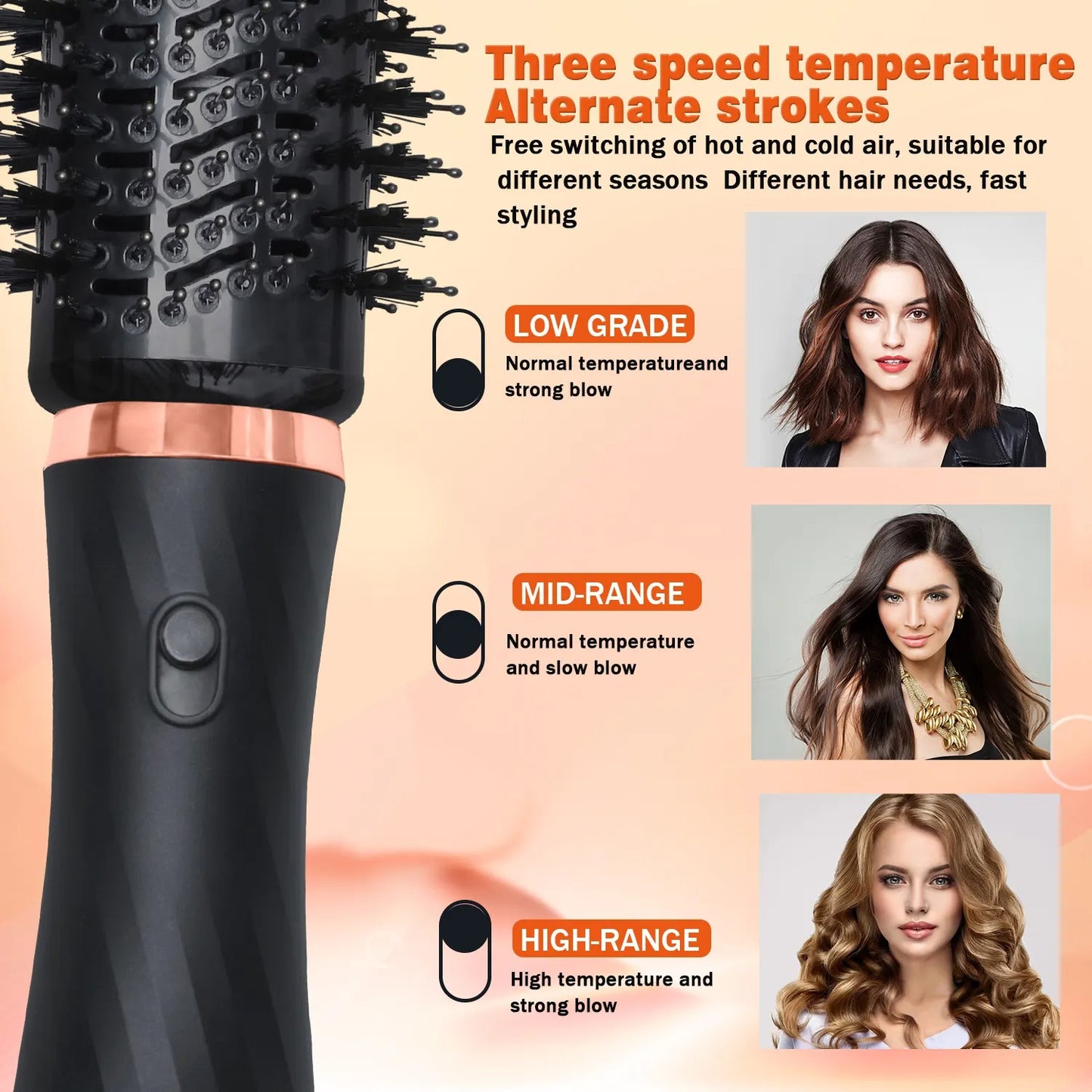 6 In 1 Multifunctional Hair Dryer Styler Curler Negative Ion Frizz Free Hot Dryer