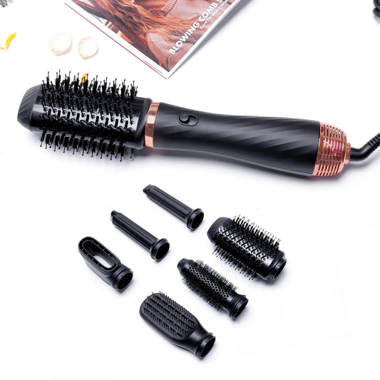 6 In 1 Multifunctional Hair Dryer Styler Curler Negative Ion Frizz Free Hot Dryer