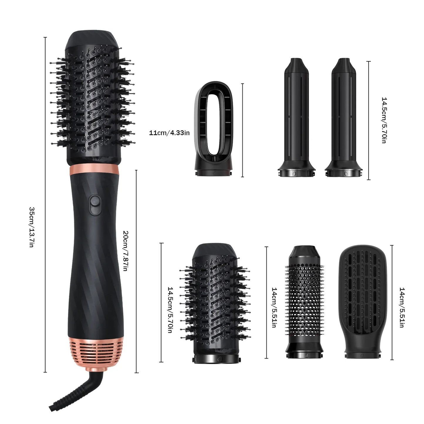 6 In 1 Multifunctional Hair Dryer Styler Curler Negative Ion Frizz Free Hot Dryer